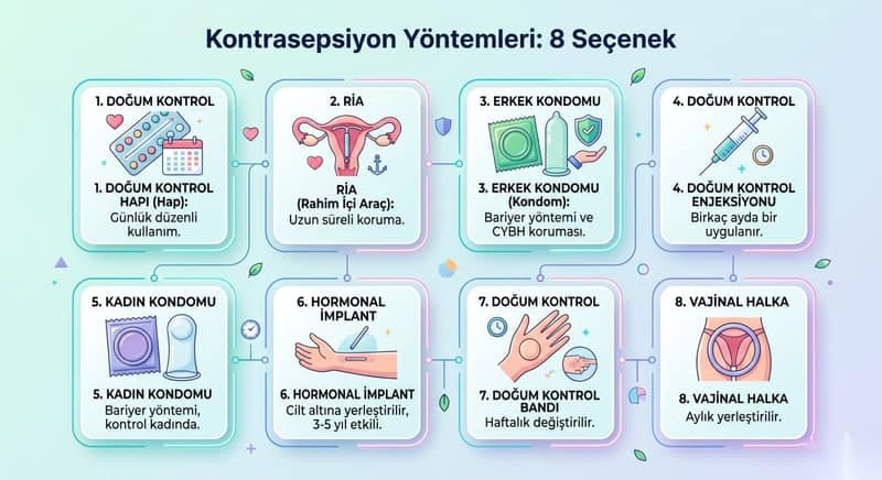Kontrasepsiyon Yöntemleri: 8 Seçenek Karşılaştırması